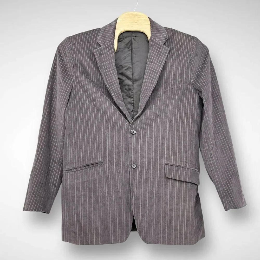 Banana‎ Republic Corduroy Blazer Mens 46 Long Gray Striped Lined Casual Western